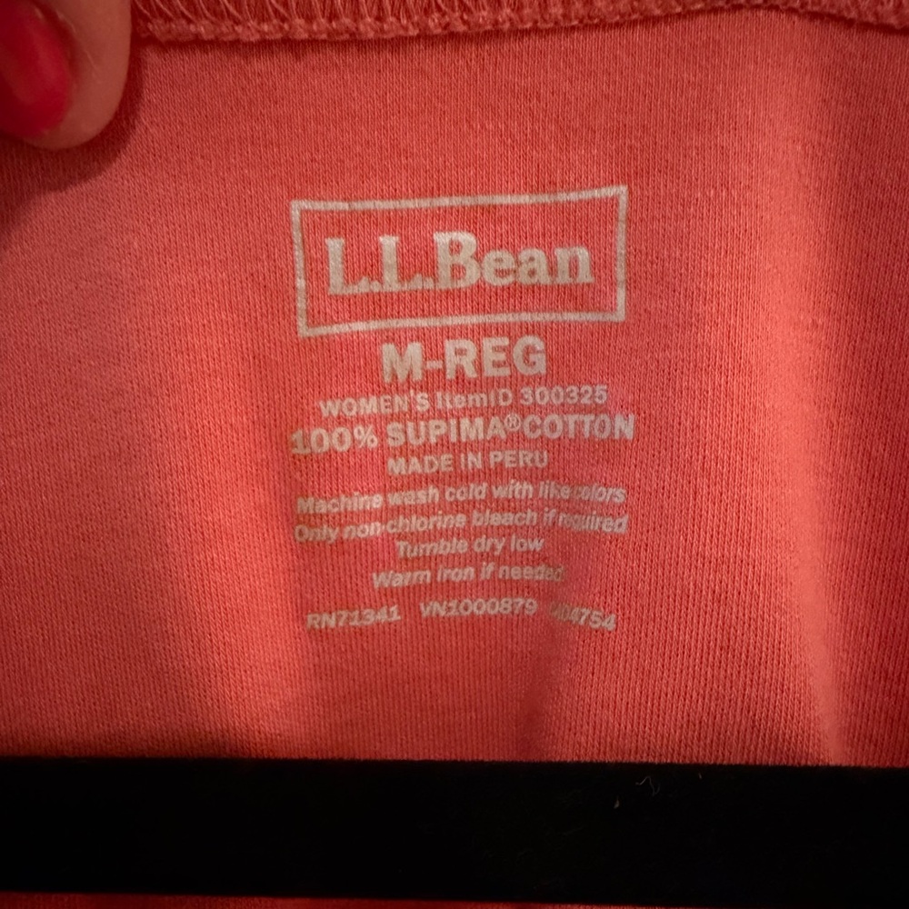L.L. Bean Women's Supima Cotton 3/4 Sleeve Top in Coral - Picture 3 of 6